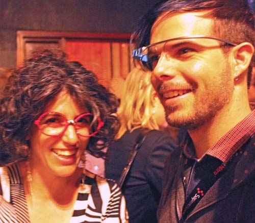 Andrea Davis, reference librarian at the Naval Postgraduate School in Monterey, California, with a member of Google Glass marketing team.