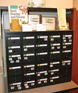 The Common Soil Seed Library in Nebraska organizes its seeds by how difficult they are to save: Green ones are easiest, while the red ones are recommended for experienced seed savers.