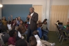 Actor and humanitarian Danny Glover takes questions from children at the District of Columbia Public Library''s Beinning Neighborhood branch to raise awareness about the role library for children and for communities. Glover's visit celebrated National Library Week and served to help the Lubuto Library Project in an effort to build new libraries in Zambia.