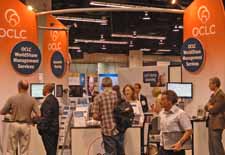 The OCLC booth was a hub of activity on the show floor.