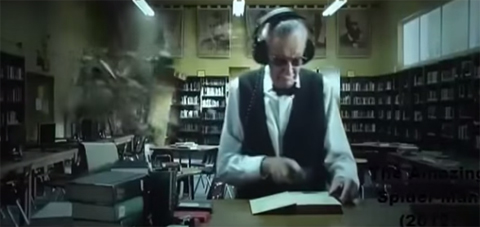 Screenshot of Stan Lee in his librarian cameo in The Amazing Spider-Man