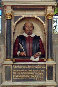 Shakespeare's funerary monument in Stratford-upon-Avon.