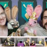 Top: Puppeteer Morgan Matens (left) and Children's Librarian Greg Hall pose with puppets from Nashville Public Library's in-house troupe, Wishing Chair Productions. Below: Scenes from their viral Facebook video "Curbside Baby." Photo: Samantha Saldana/Nashville Public Library (Matens and Hall)