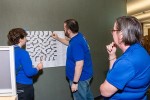 Librarians collaborating on a puzzle at a staff development day