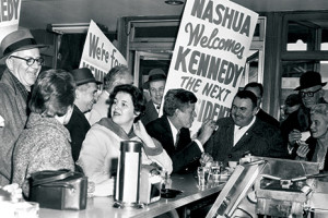 Future President John F. Kennedy at a Nashua diner during the 1960 race. Photo: The New Hampshire Institute of Politics and Political LIbrary at St. Anselm College