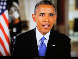 Screenshot of President Barack Obama addressing librarians at Council I