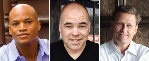 Auditorium speakers (from L to R): Wes Moore, Matthew Quick, and David Baldacci