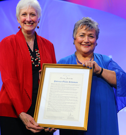 ALA President Barbara Stripling (left) with Patricia Glass Schuman