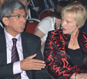 Yaacob Ibrahim, Singapore minister for communication and information, with IFLA President Ingrid Parent. Photo by Carlon Walker