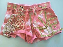 Love-and-chains-adorned shorts from the “Sew Lorain Kids.” program. Photo by Crystal Tancek