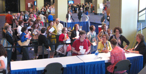 Ann Patchett signs galley copies of her forthcoming This is the Story of a Happy Marriage (November 2013) for PLA President’s Program attendees