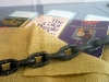 A burlap bag and chain cover banned books at the University of Arizona University Libraries in Tucson in conjunction with events hosted by the School of Information Resources and Library Science’s student-led Progressive Librarians Guild.