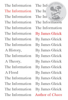 The Information: A History, a Theory, a Flood, by James Gleick (Pantheon Books). 