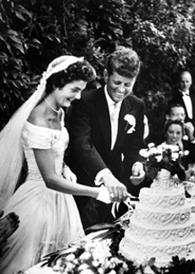 John F. Kennedy and Jacqueline Kennedy on their wedding day.