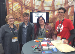 ALA staff members Barbara Jones (left), Tina Coleman, and Larra Clark (ALA) join Joe Murphy of Innovative Interfaces, Inc. at the firm's booth