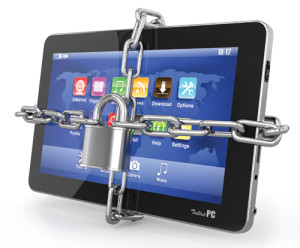 tablet with padlock