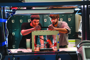 Kyle McKenzie and Corey Meade's 3D-printed audio bracelet. Photo by Marc Hall