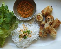 Crispy rolls and vermicelli noodles from Slanted Door.