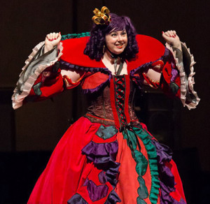 Librarian Natalie Daniel, an organizer of Washington County (Utah) Library’s Fannatiku Fest, welcomes convention goers in Queen Vivaldi cosplay.