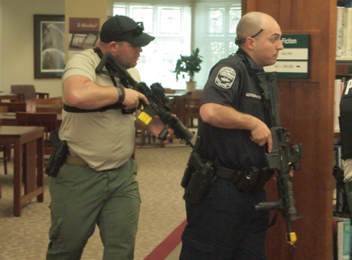 Scott County (Ky.) conducted a simulation of an active shooter event in their library, producing a video. (Photo: Georgetown [Ky.] Police Department)