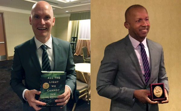 Anthony Doerr (left) with his book. Bryan Stevenson