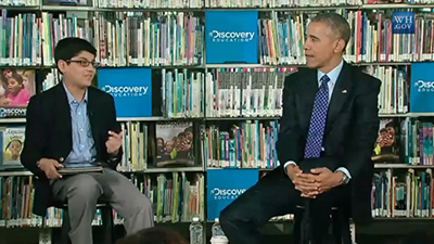 President Barack Obama announces the Open Ebooks Initiative at Anacostia Library in Washington, D.C., on April 30, 2015.