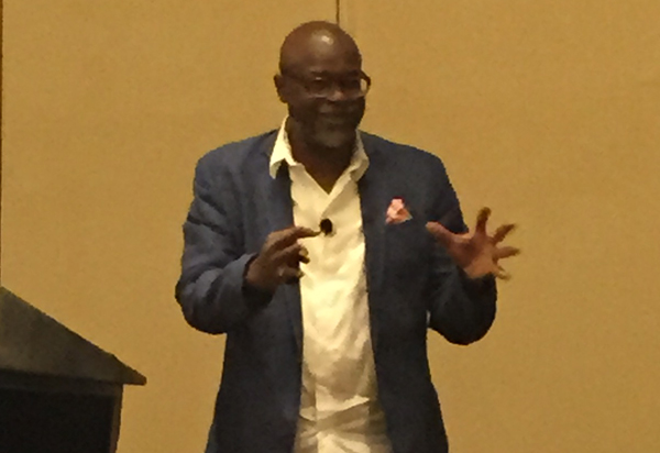 Tukufu Zuberi giving the NCAAL opening keynote in St. Louis, Missouri. (Photo credit: Willie Miller)