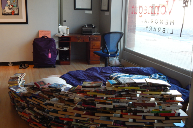 The Banned Books Week "prison" inside the Kurt Vonnegut Memorial Library. Photo: Kurt Vonnegut Memorial Library.