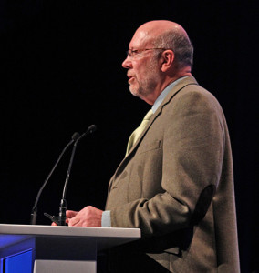 IFLA opening session keynote speaker, nuclear physicist Rob Adam. Photo: George M. Eberhart