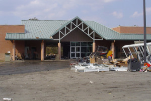 Hancock County Library System's destroyed Pearlington branch after Hurricane Katrina. Photo: Hancock County Library System