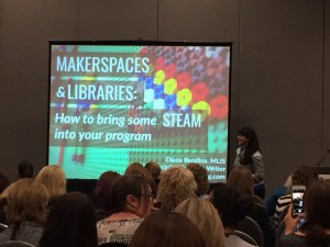 "Makerspaces and Libraries: How to Bring Some STEAM into Your Program," presented by Diana Rendina, media specialist/teacher librarian at Stewart Middle Magnet School in Tampa, Florida.