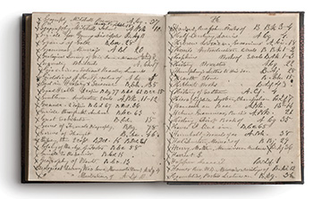 Pages from Lawrence University’s handwritten library catalog, circa 1855. Photos: Lawrence University Archives