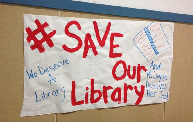 Student banner inside DuSable High School, Chicago.