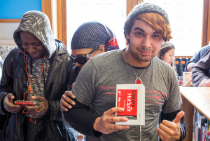 New mobile hotspot users attend a launch event at New York Public Library’s Mott Haven branch.