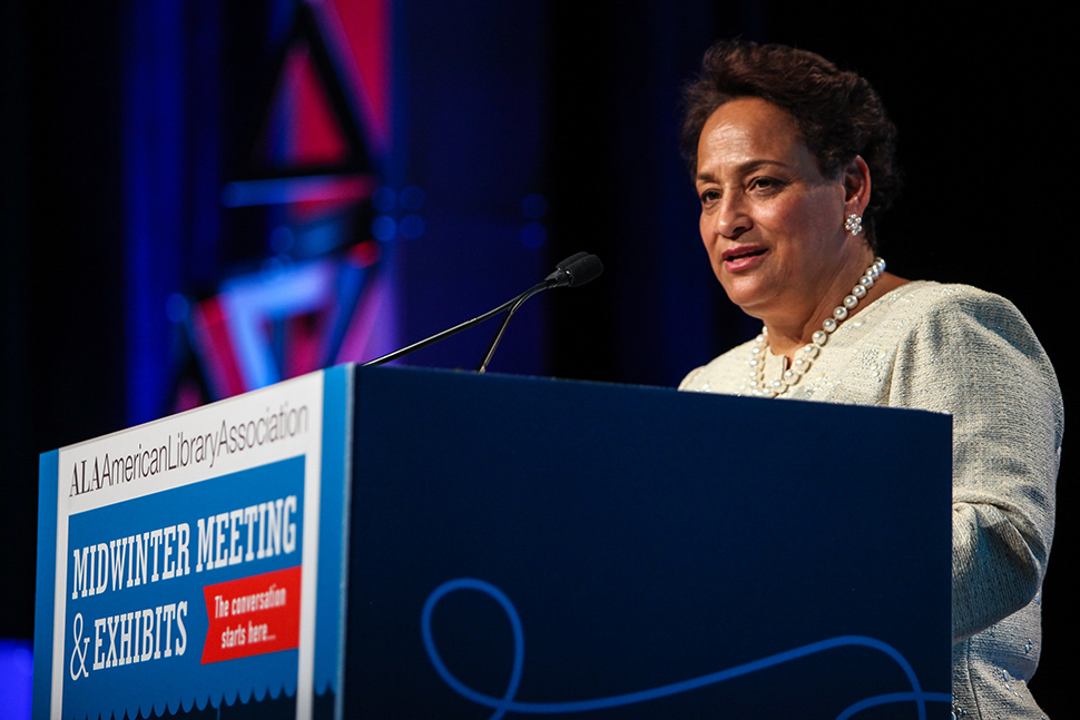 Jo Ann Jenkins speaks during a session Sunday.