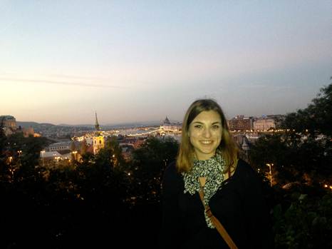 Margaret Kavaras on Gellért Hill overlooking central Budapest