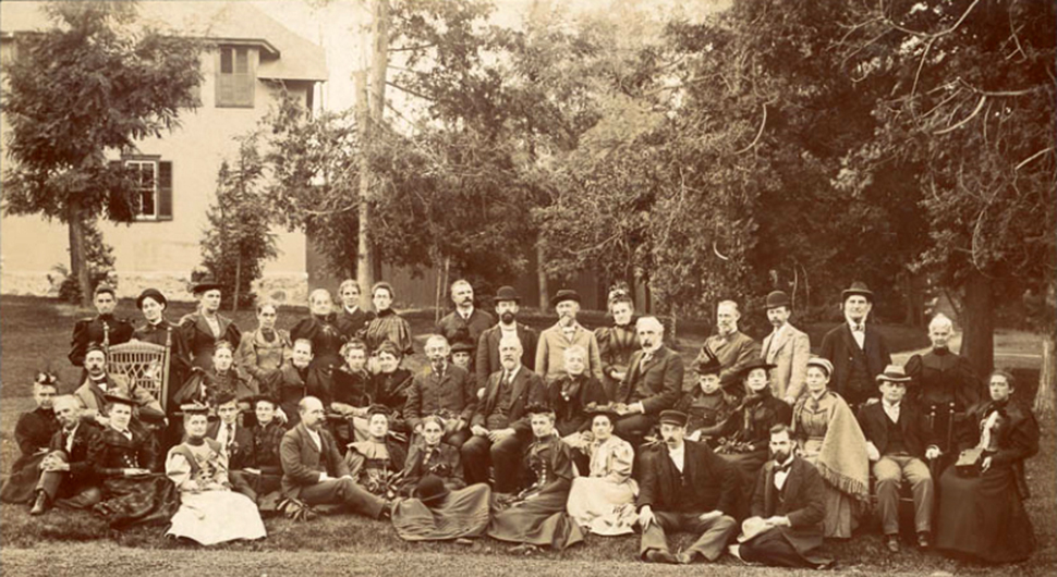After the 1894 ALA Annual Conference in Lake Placid, New York, attendees took an excursion by train and steamboat to Sagamore House on Lake George, where this photo was taken.