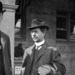 ALA officials stand in front of the Hall of Congresses at the St. Louis World’s Fair, 1904: (left to right) ALA President-Elect Ernest Cushing Richardson, former ALA President Reuben Gold Thwaites, and ALA President Herbert Putnam. Richardson wears one of the white buttons that identifies him as an ALA conference attendee. Credit: ALA Archives