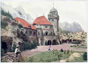 The Tyrolean Alps concession consisted of 21 buildings and gigantic, three-dimensional, painted mountains made of reinforced plaster of Paris. Tony Faust of St. Louis and August Luchow of New York ran a 2,500-seat restaurant that ALA attendees adopted as their after-hours headquarters.