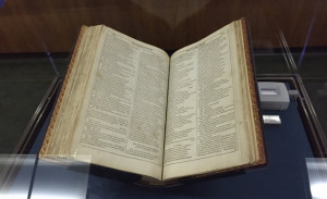 A copy of Shakespeare's First Folio at the University of Notre Dame’s Hesburgh Library in South Bend, Indiana