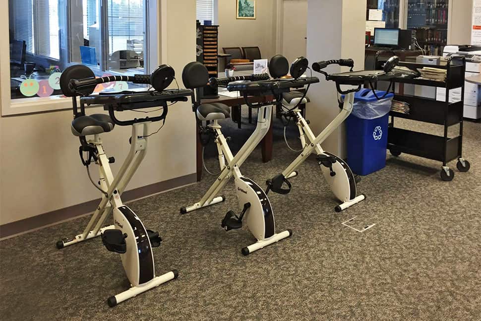 Stationary bikes at Troy University Library