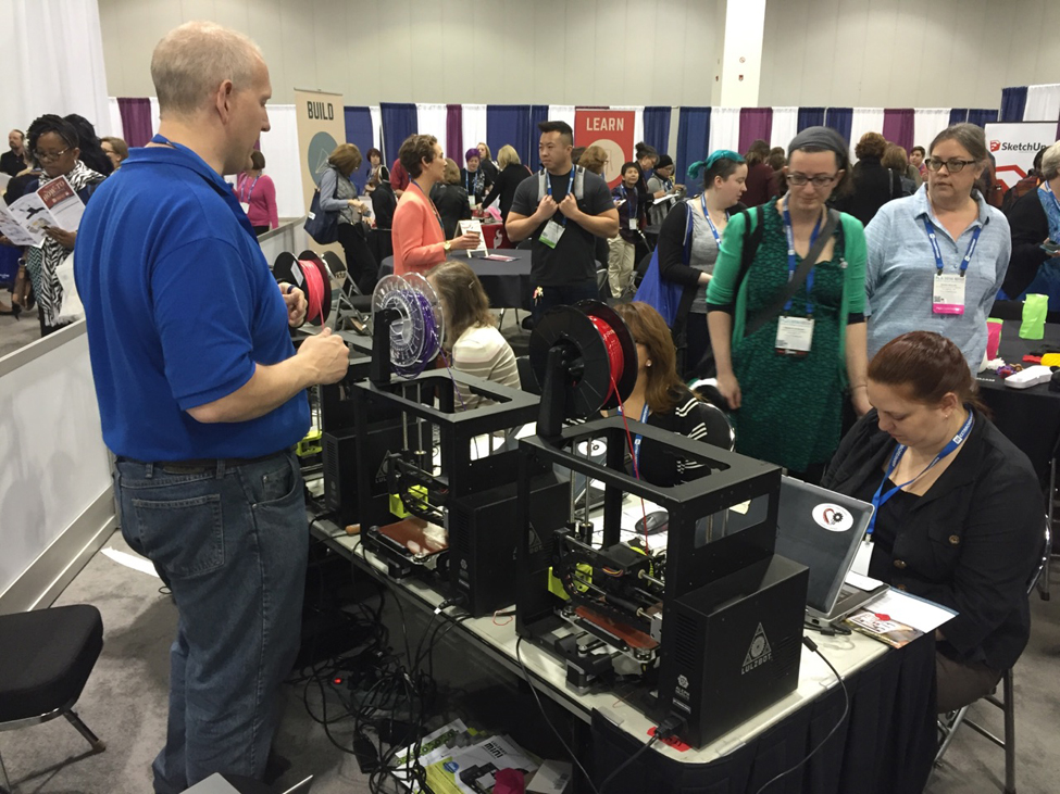 Attendees learn CAD modeling in the COLab at the 2016 Public Library Association Conference in Denver.