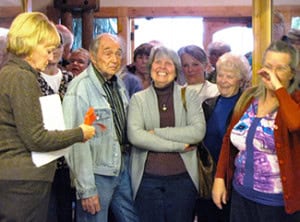 The library crowd eagerly waits for tickets that allowed for accurate head counts.