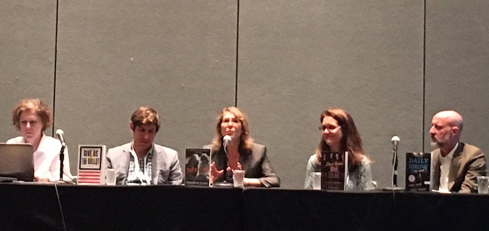 Panelists (from left) Barbara Hoffert, Ari Berman, Elizabeth Lesser, Lydia Reeder, and Chris Smith