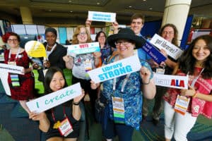 Attendees gather near the ALA Lounge at the 2016 Annual Conference and Exhibition in Orlando, Florida.Photo: Cognotes