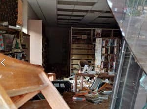 Chaos inside the flooded Clendenin branch of the Kanawha County (W.Va.) Public Library. 