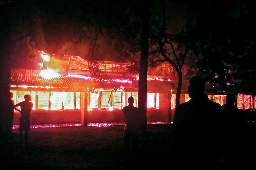 A fire destroyed the library of Mzuzu University in Malawi in 2015. Photo: TEAM Malawi