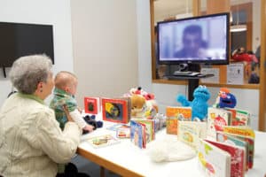 Brooklyn (N.Y.) Public Library’s TeleStory program provides space to videochat at the library, letting families connect with their incarcerated loved ones, reading books and singing songs together.