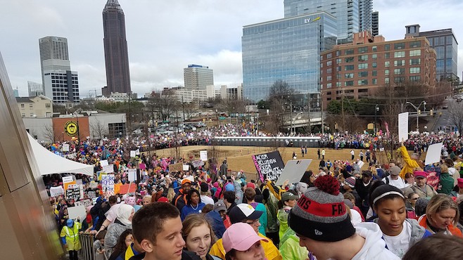 Crowd at the Atlanta March for Social Justice and Women.