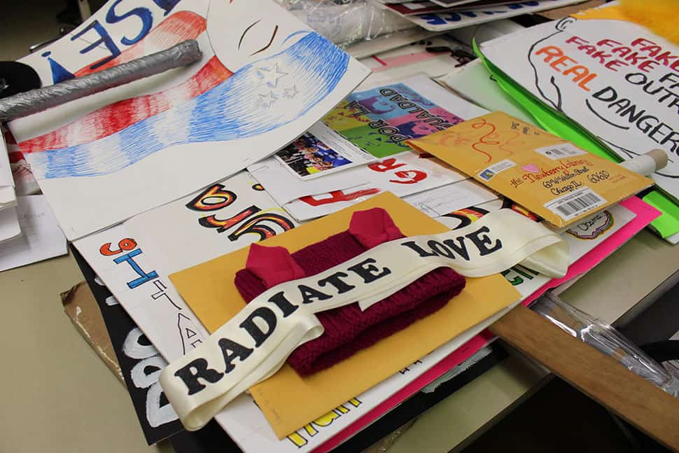 Chicago Women's March materials collected by the Newberry Library. Photo: Newberry Library